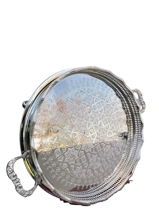 Al Bahiya Moroccan Serving Tray | Hand-Engraved Copper Tea Tray