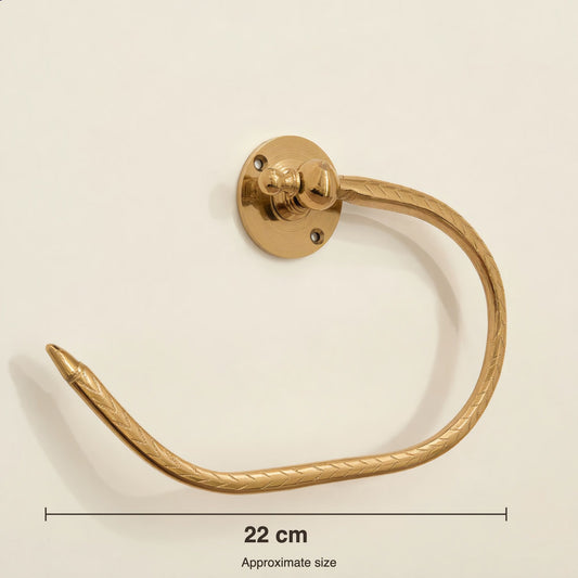 Open brass towel holder size: about 22 cm wide