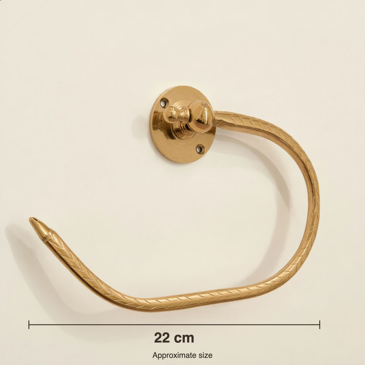 Open brass towel holder size: about 22 cm wide