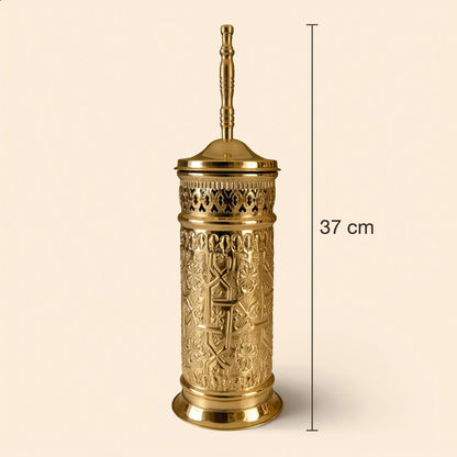 Engraved brass toilet brush holder, height 37 cm, Cuivra