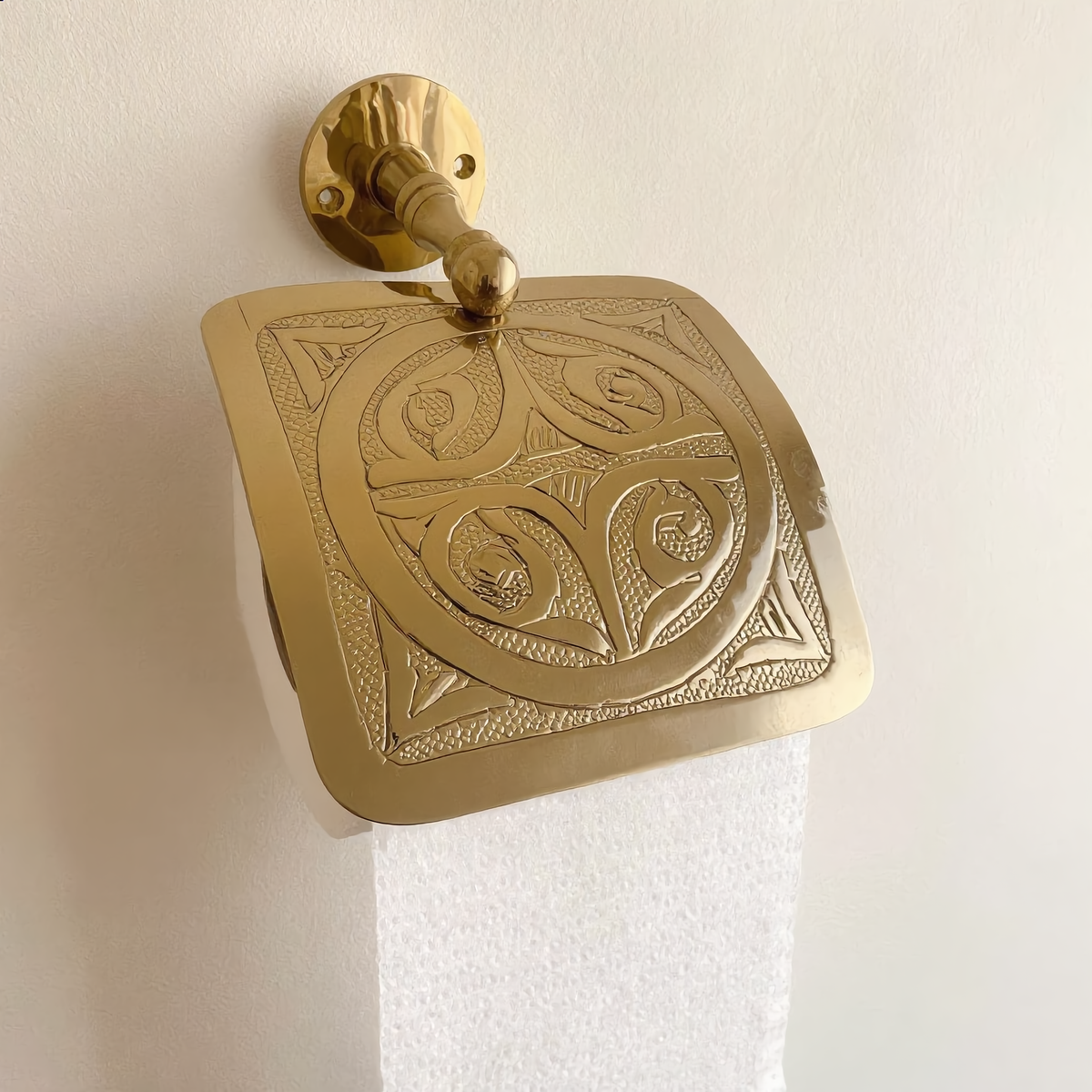Porte-papier toilette marocain en laiton, couvercle ciselé main