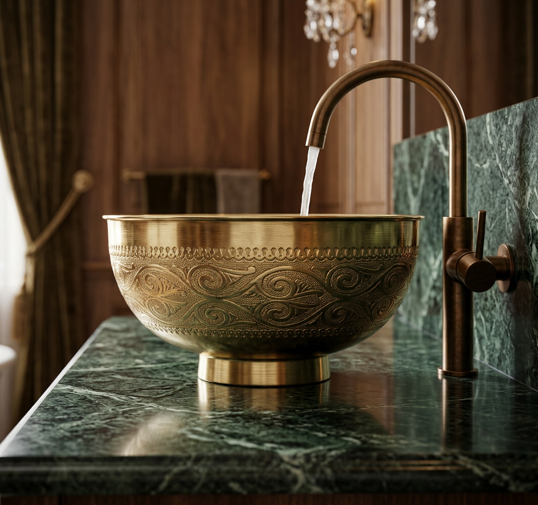 Nomad Pure Copper Vessel Sink | Moroccan Engraved Hand Wash Basin