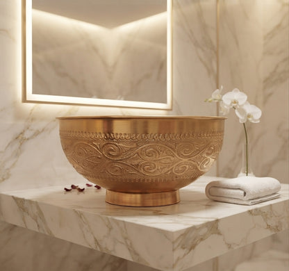 Nomad Pure Copper Vessel Sink | Moroccan Engraved Hand Wash Basin