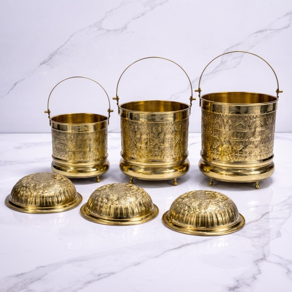 Moroccan Pure Copper Bucket & Bowl Set