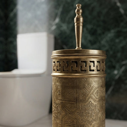 Luxury Engraved Copper Toilet Brush Holder | Moroccan Design