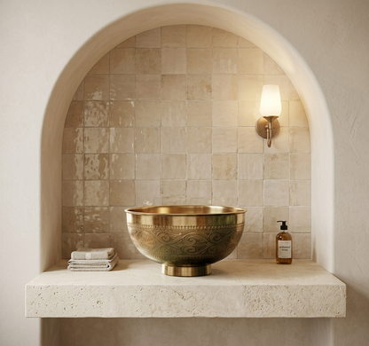 Nomad Pure Copper Vessel Sink | Moroccan Engraved Hand Wash Basin