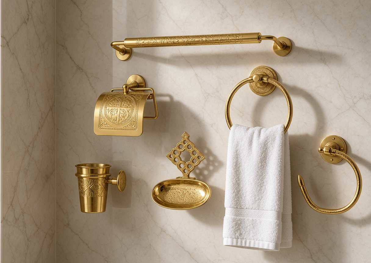 Signature Moroccan Copper Bathroom Set | Handcrafted Hotel-Style Accessories