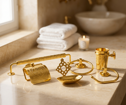 Signature Moroccan Copper Bathroom Set | Handcrafted Hotel-Style Accessories