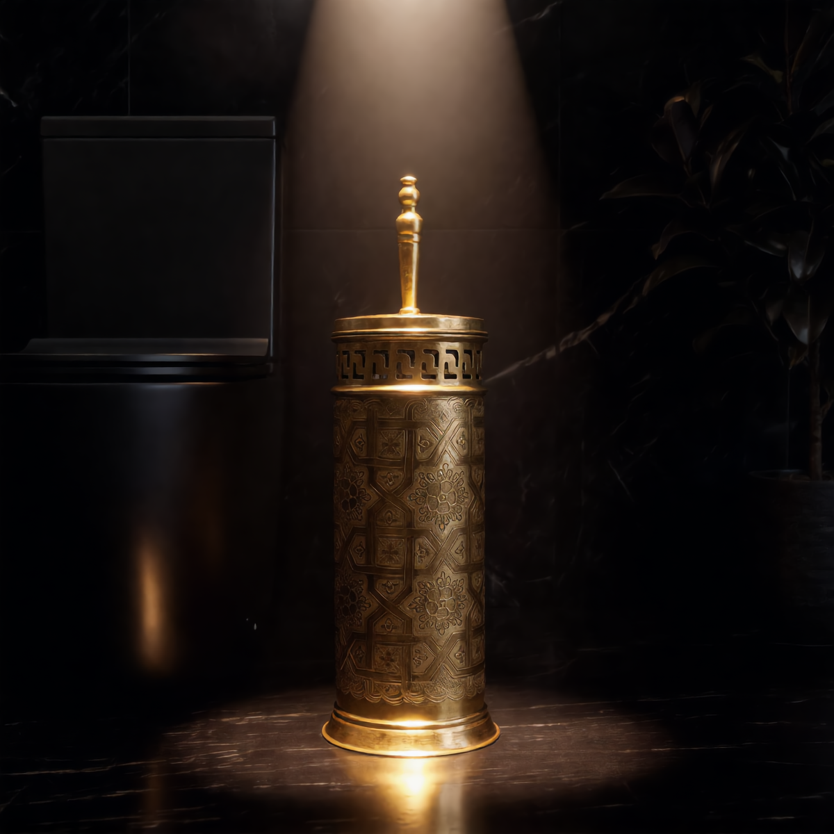 Luxury Engraved Copper Toilet Brush Holder | Moroccan Design