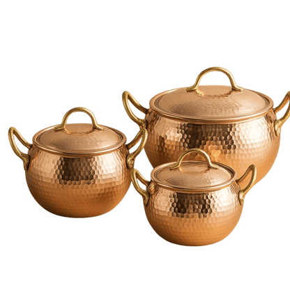 Moroccan Copper Cookware Set – 3 Pieces - Handcrafted Moroccan Copper by Cuivra