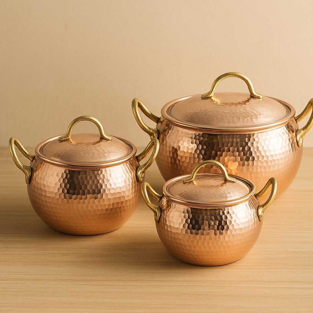 Moroccan Copper Cookware Set – 3 Pieces - Handcrafted Moroccan Copper by Cuivra