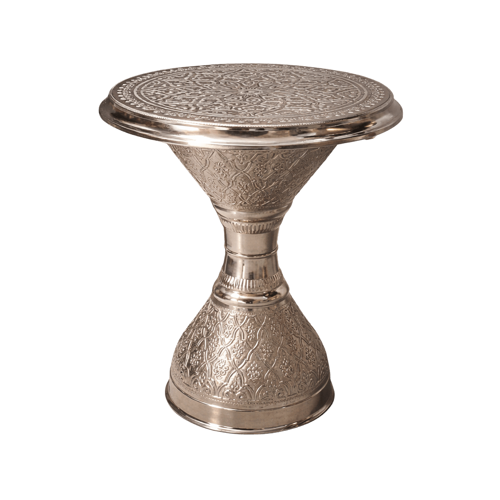 Moroccan Riad Side Table, Silver-Finish Brass