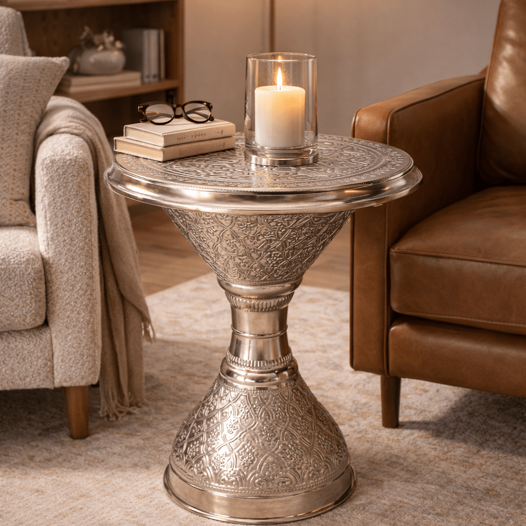 Riad Side Table - Handcrafted Moroccan Copper by Cuivra
