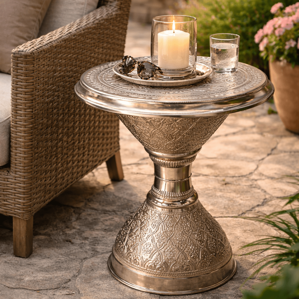 Riad Side Table - Handcrafted Moroccan Copper by Cuivra