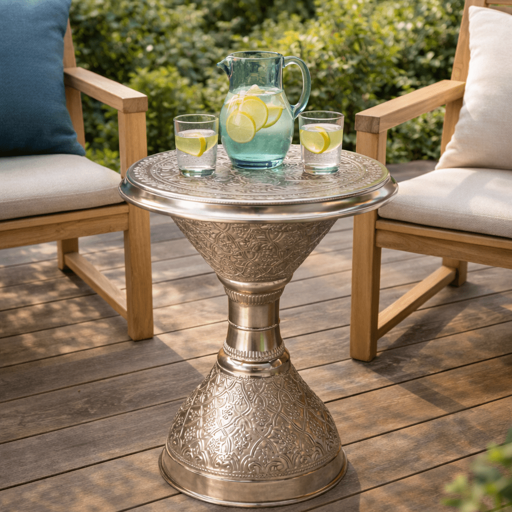 Riad Side Table - Handcrafted Moroccan Copper by Cuivra