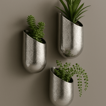 Wall Planter Set - Handcrafted Moroccan Copper by Cuivra